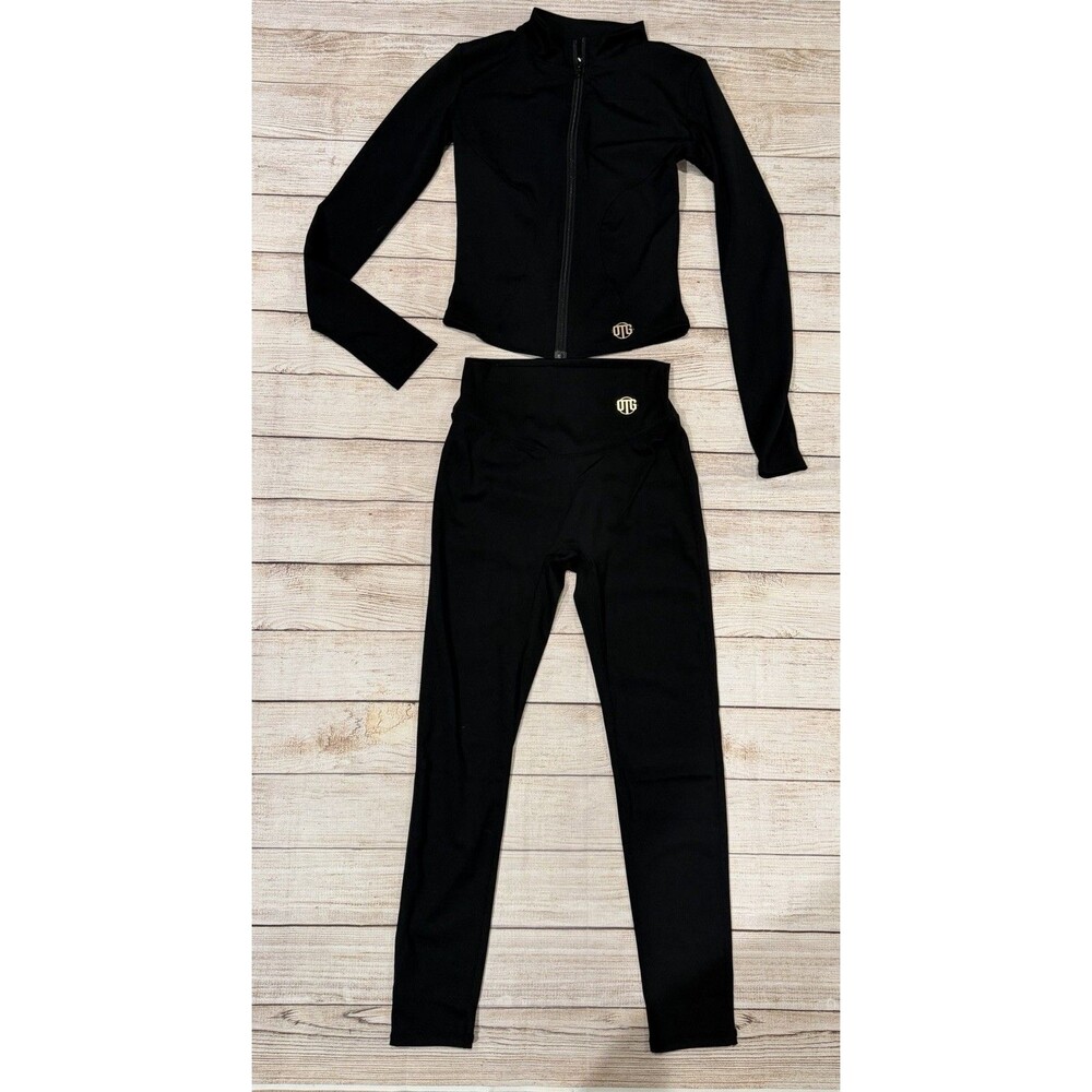 OTG Athleisure Sculpted Black Jacket and Leggings Set size Medium